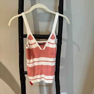 XS 360 Sweater Italian Yarn Pink and White Striped Cami Top